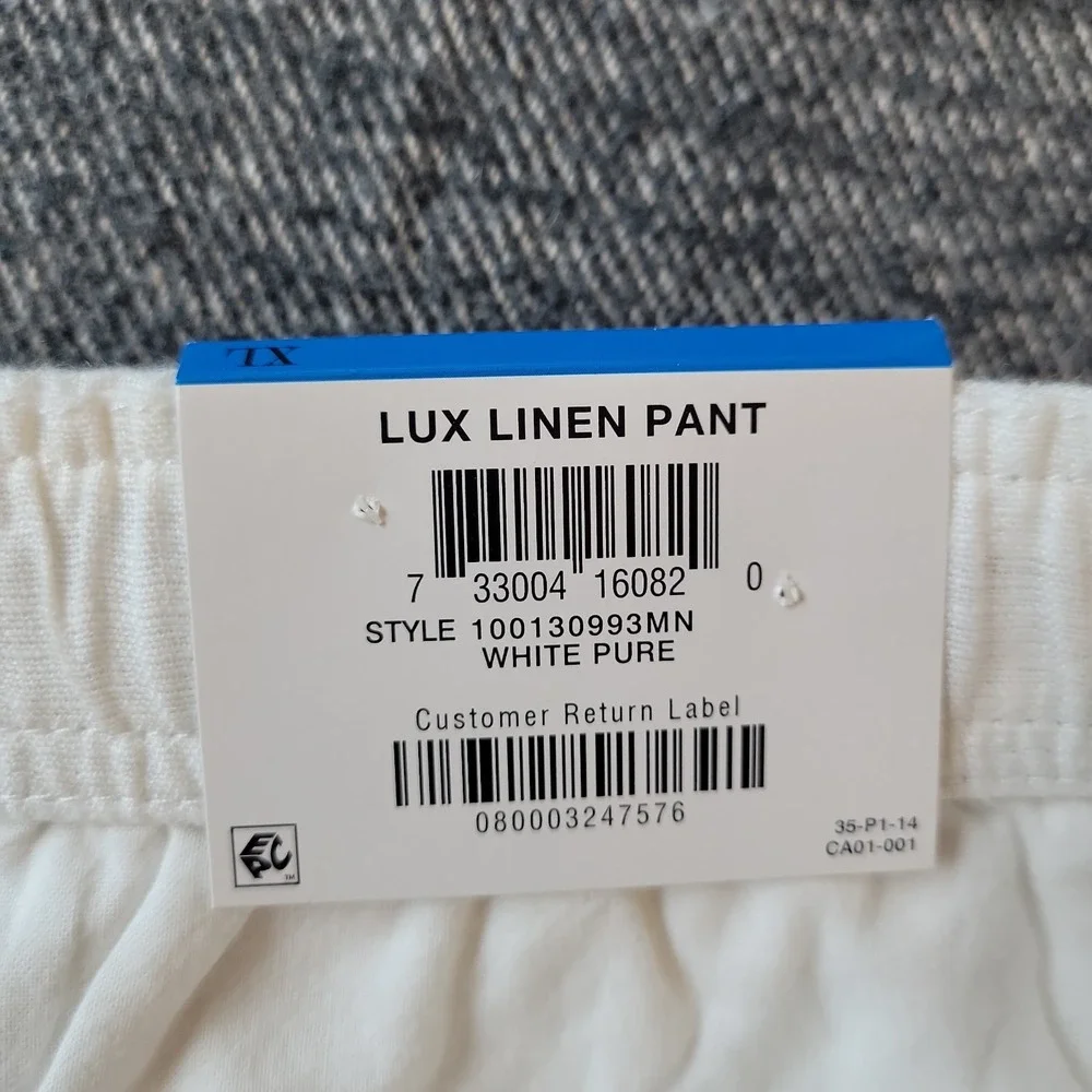 NWT Club Room Luxury Pants Men's XL Linen White Drawstring Beach Preppy Casual